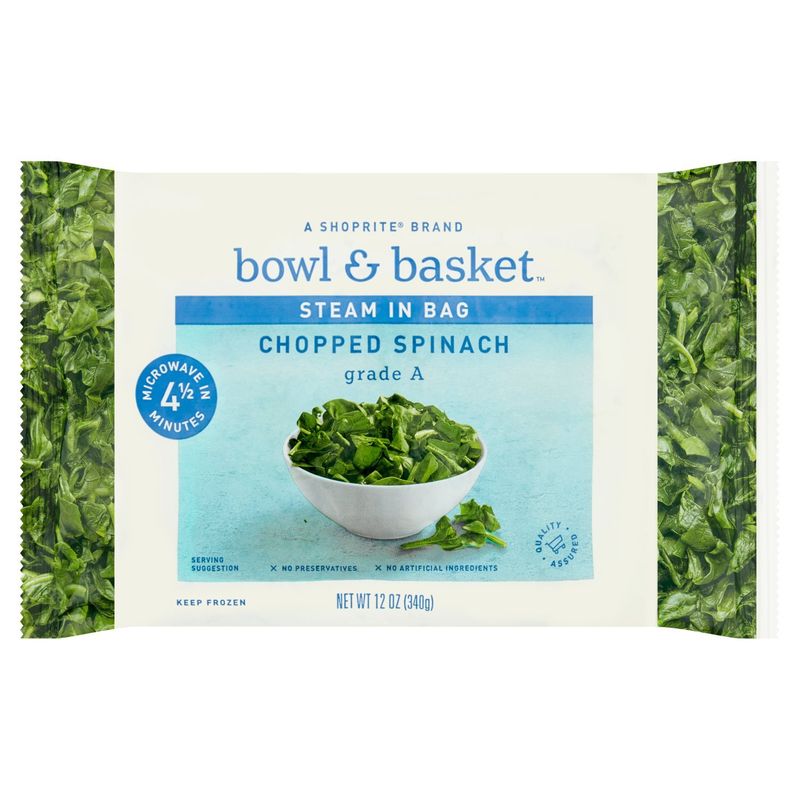 Bowl &amp; Basket Steam in Bag Chopped Spinach, 12 oz