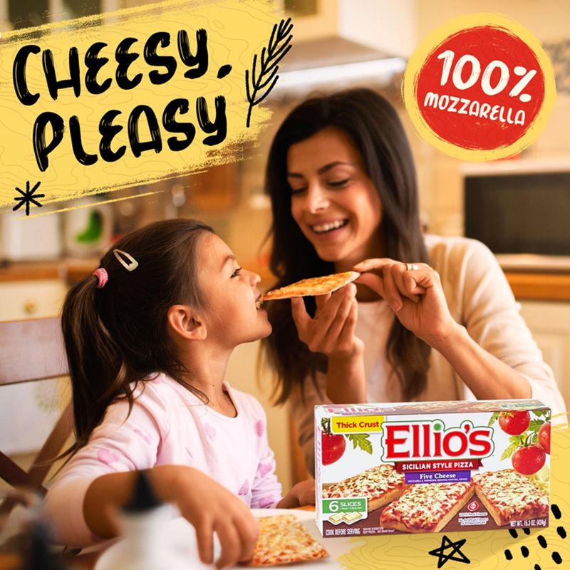 Ellio's Thick Crust Five Cheese Sicilian Style Pizza, 6 count, 15.3 oz