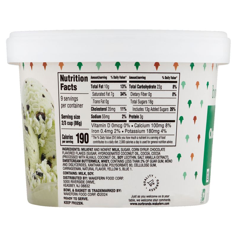 Bowl &amp; Basket Mint Chocolate Chip Ice Cream, 1.5 qt