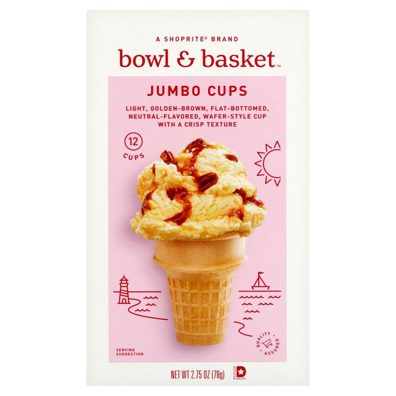Bowl &amp; Basket Jumbo Cups Ice Cream Cones, 12 count, 2.75 oz