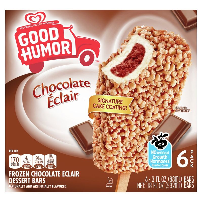 Good Humor Frozen Chocolate Éclair Dessert Bars, 3 fl oz, 6 count