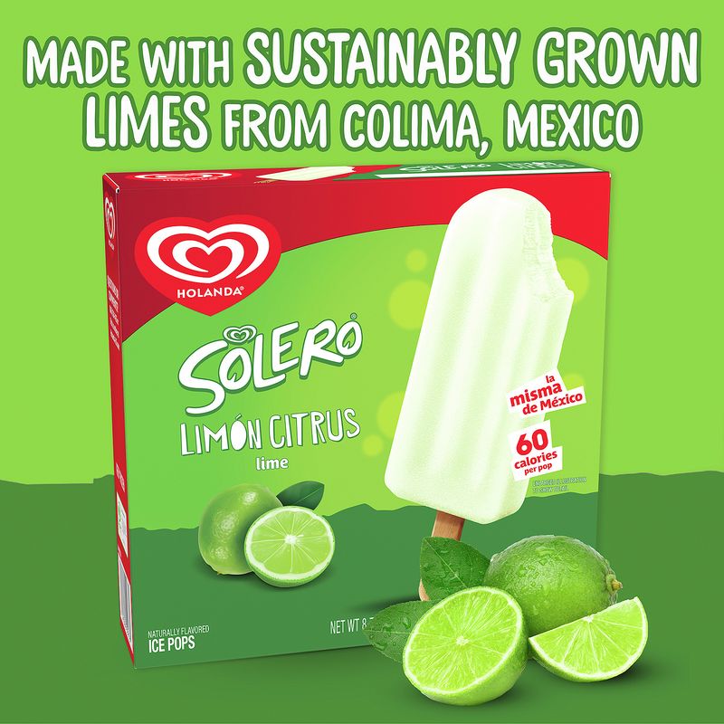 Holanda Solero Limon Citrus Lime Ice Pops, 8.79 fl oz, 4 count
