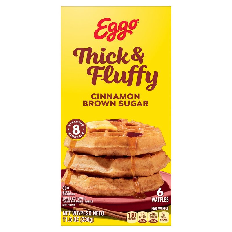 Eggo Thick &amp; Fluffy Cinnamon Brown Sugar Waffles, 6 count, 11.6 oz