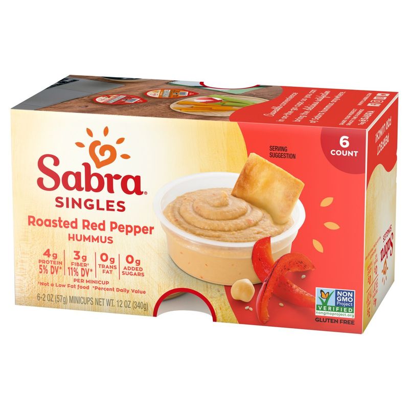 Sabra Singles Roasted Red Pepper Hummus, 2 oz, 6 count