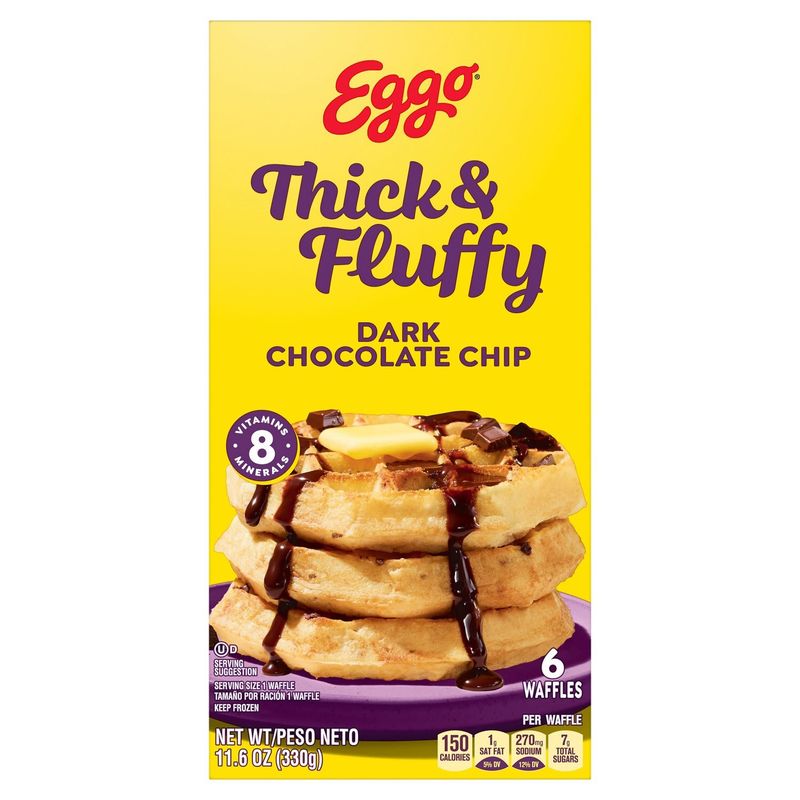 Eggo Thick &amp; Fluffy Dark Chocolate Chip Waffles, 6 count, 11.6 oz