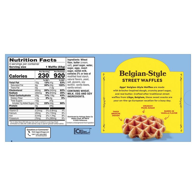 Kellogg's Eggo Vanilla Bean Belgian-Style Waffles, 4 count, 7.76 oz