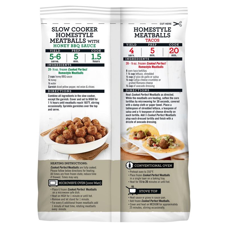 COOKED PERFECT Homestyle Meatballs Bite Size, 14 oz
