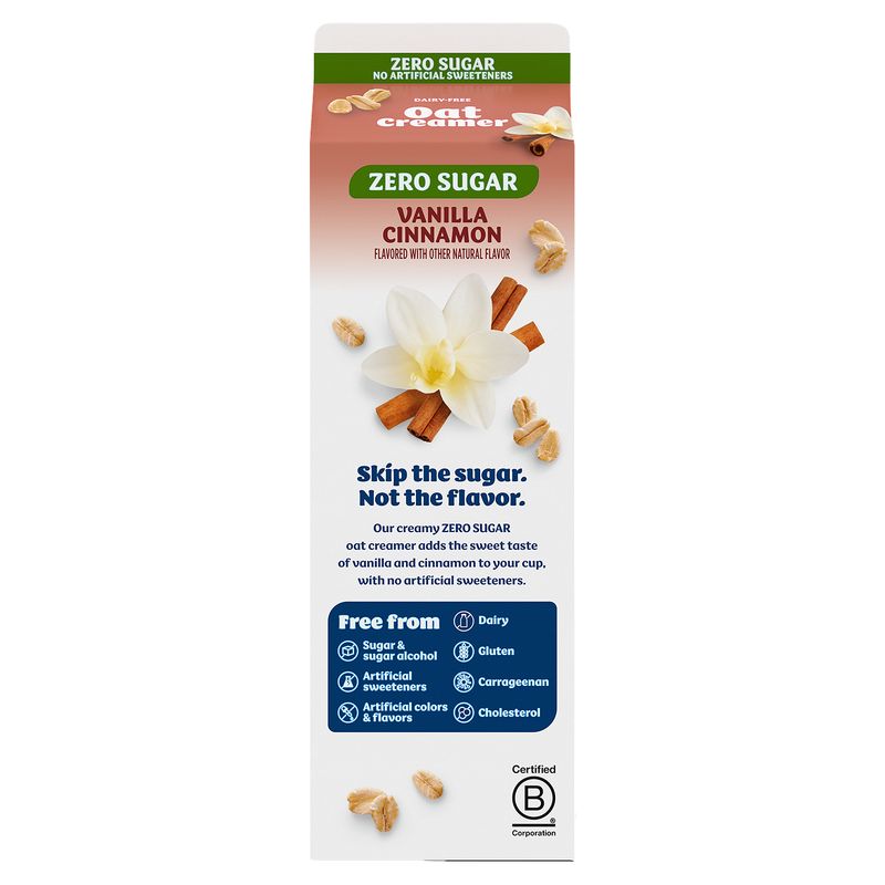 Silk Vanilla Cinnamon Zero Sugar Oat Creamer, 32 fl oz
