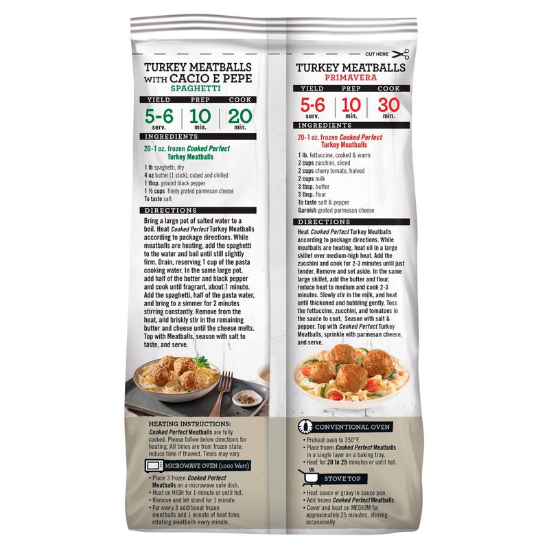 COOKED PERFECT Turkey Meatballs, 20 oz,