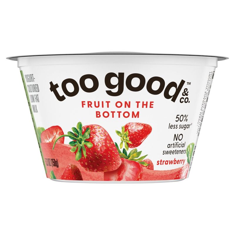 Too Good &amp; Co. Strawberry Fruit On The Bottom Yogurt-Cultured Low Fat Milk, 5.3 oz