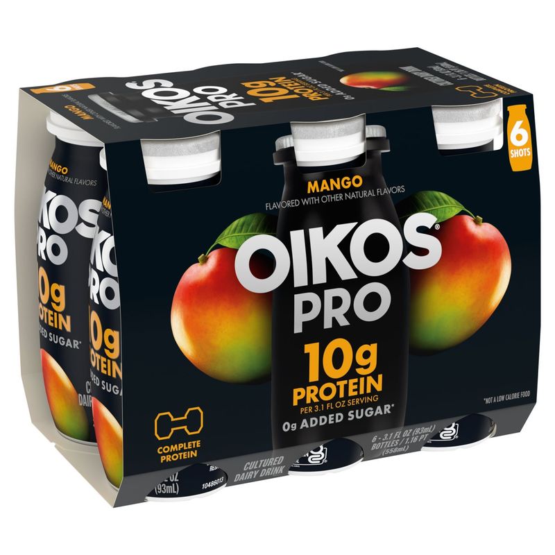 Oikos Pro Mango Cultured Dairy Drink, 3.1 fl oz, 6 count