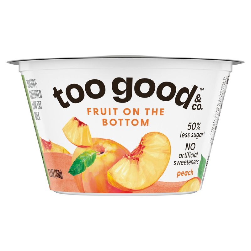 Too Good &amp; Co. Peach Fruit On The Bottom Yogurt-Cultured Low Fat Milk, 5.3 oz