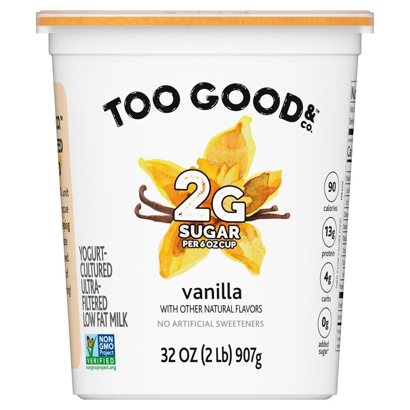 Too Good &amp; Co. Vanilla Yogurt-Cultured Ultra-Filtered Low Fat Milk, 32 oz