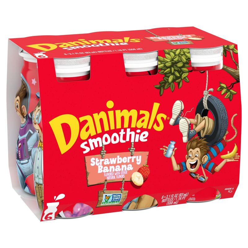 Danimals Strawberry Banana Smoothie, 3.1 fl oz, 6 count