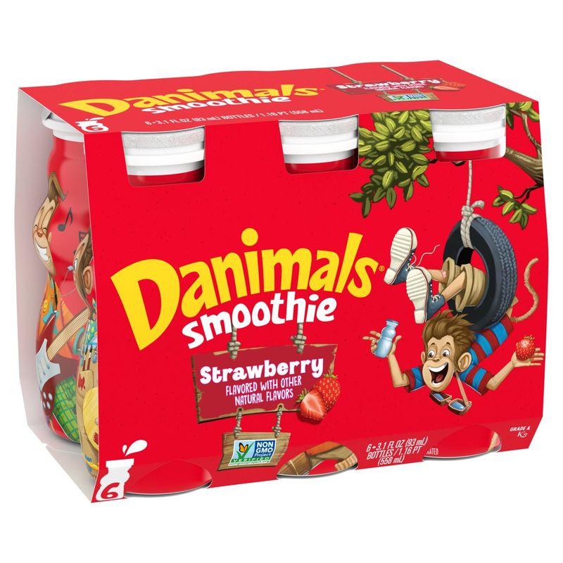 Danimals Strawberry Flavored Smoothie, 3.1 fl oz, 6 count