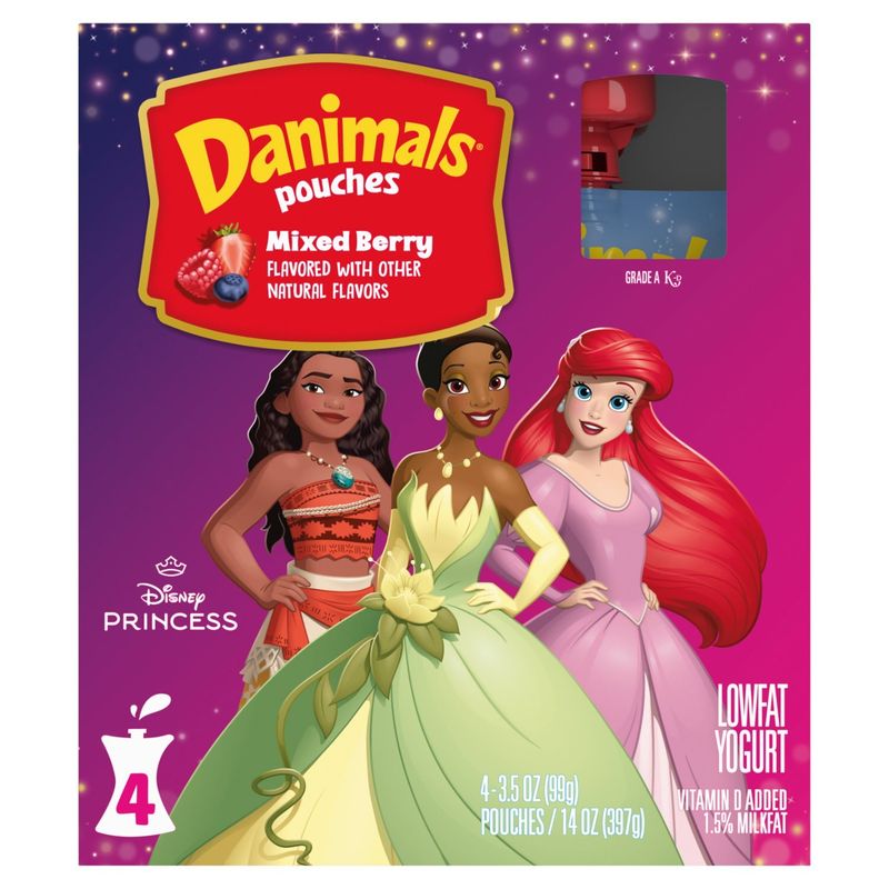 Danimals Mixed Berry Lowfat Yogurt, 3.5 oz, 4 count