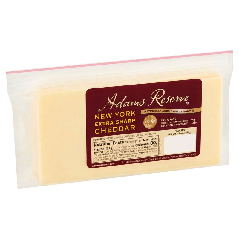 Adams Reserve New York Extra Sharp Cheddar Cheese Slices, 16 oz
