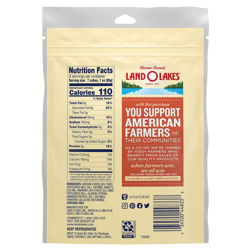 Land O Lakes Extra Sharp Cheddar and Habanero Jack Cheese Cubes, 8 oz