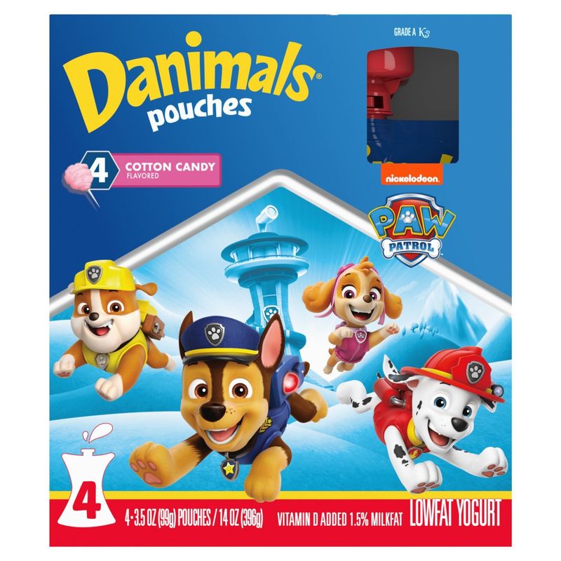 Nickelodeon Danimals Cotton Candy Flavored Lowfat Yogurt, 3.5 oz, 4 count