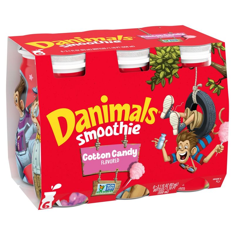 Danimals Cotton Candy Flavor Smoothie, 3.1 fl oz, 6 count