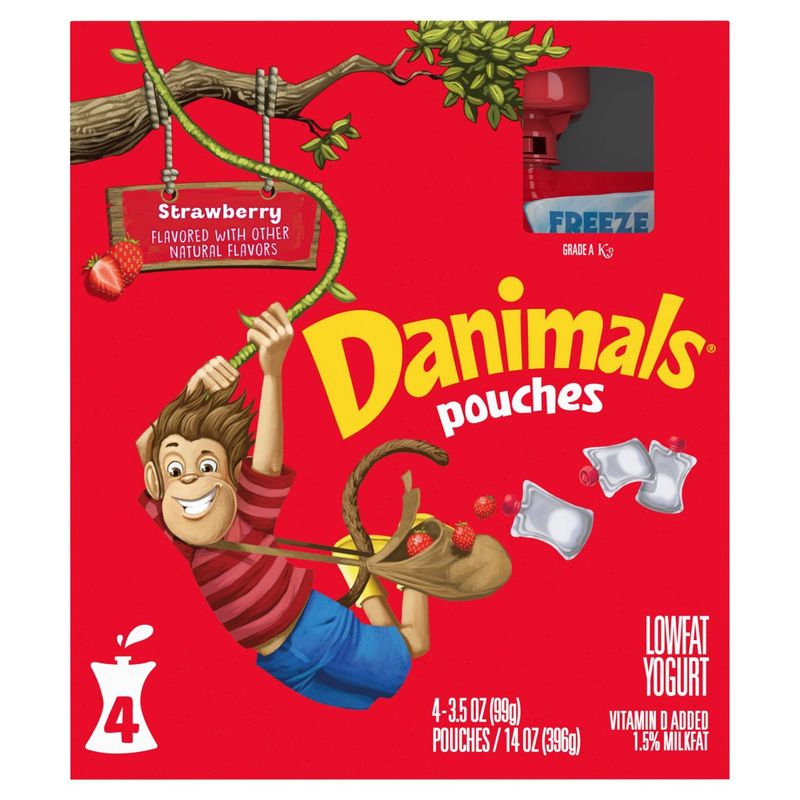 Danimals Strawberry Lowfat Yogurt, 3.5 oz, 4 count