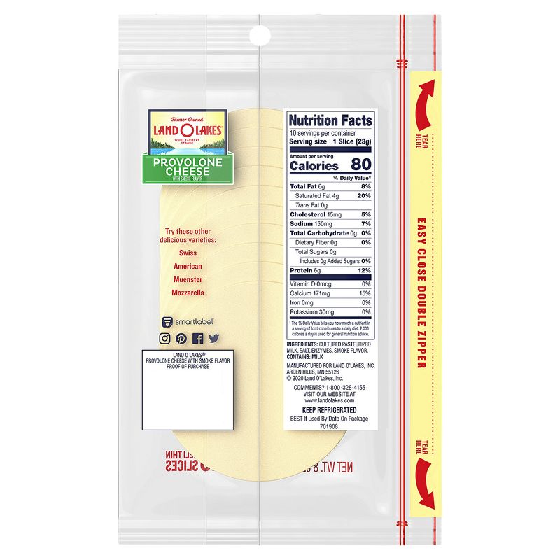 Land O Lakes Provolone Cheese with Smoke Flavor, 10 count, 8 oz