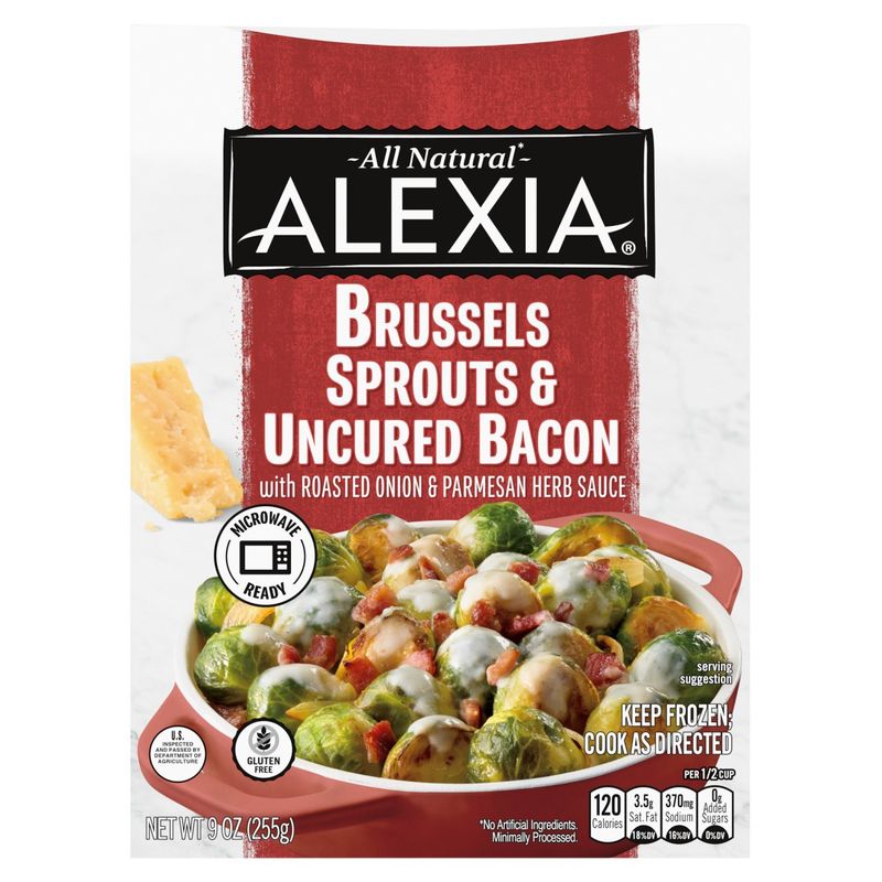 Alexia Brussels Sprouts &amp; Uncured Bacon with Roasted Onion &amp; Parmesan Herb Sauce, 9 oz