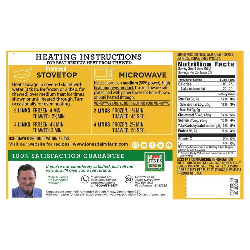 Jones Dairy Farm Golden Brown All Natural Chicken Sausage, 10 count, 5 oz