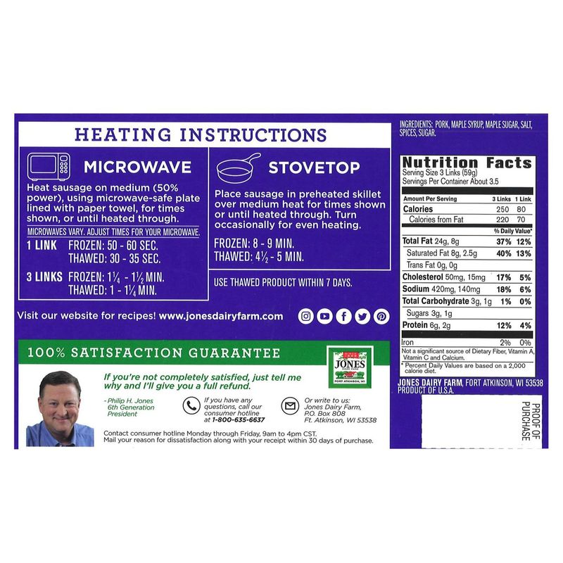 Jones Dairy Farm Golden Brown All Natural Pork Sausage, 10 count, 7 oz