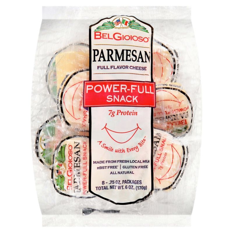 BelGioioso Power-Full Snack Parmesan Full Flavor Cheese, .75 oz, 8 count