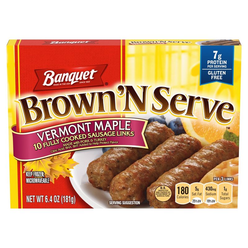 Banquet Brown 'N Serve Vermont Maple Fully Cooked Sausage Links, 10 count, 6.4 oz
