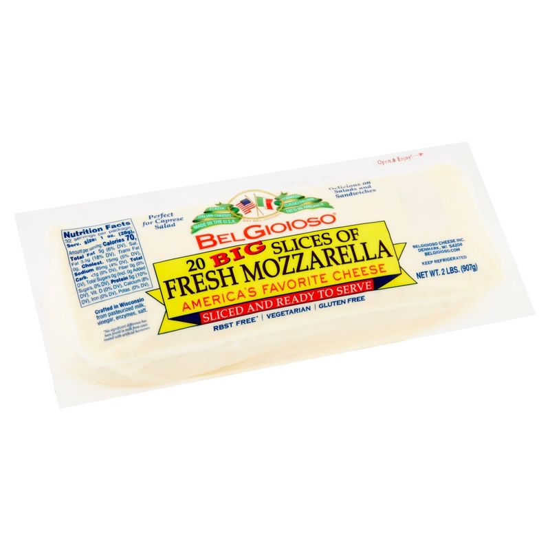 BelGioioso Big Slices of Fresh Mozzarella Cheese, 20 count, 2 lbs