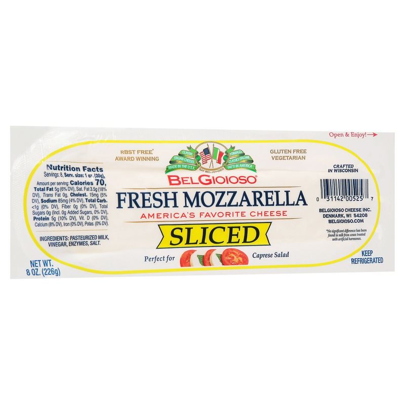 BelGioioso Fresh Mozzarella Sliced Cheese, 8 oz