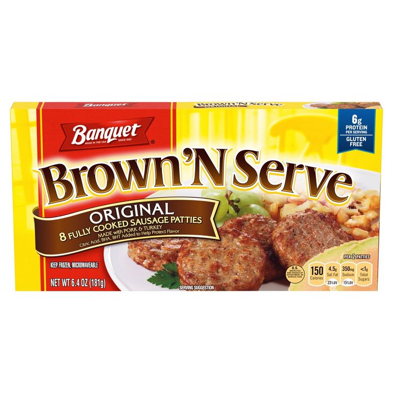 Banquet Brown‘N Serve Original Fully Cooked Sausage Patties, 8 count, 6.4 oz