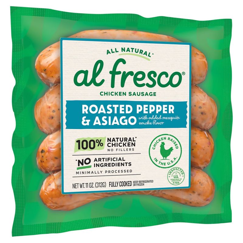 Al Fresco Roasted Pepper &amp; Asiago Chicken Sausage, 11 oz