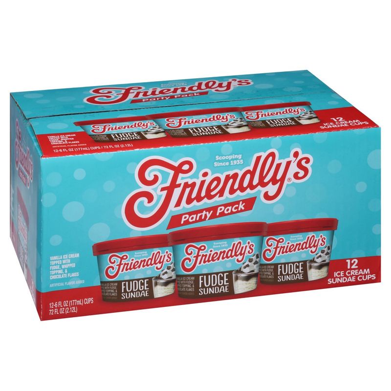 Friendly's Fudge Ice Cream Sundae Cups Party Pack, 6 fl oz, 12 count
