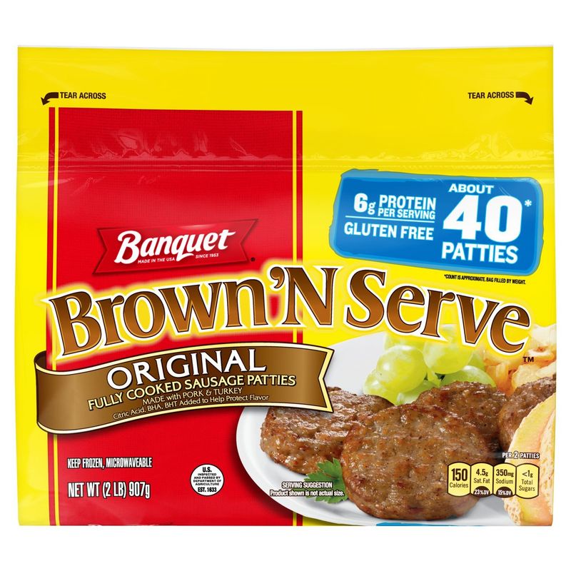 Banquet Brown 'N Serve Original Fully Cooked Sausage Patties, 2 lb