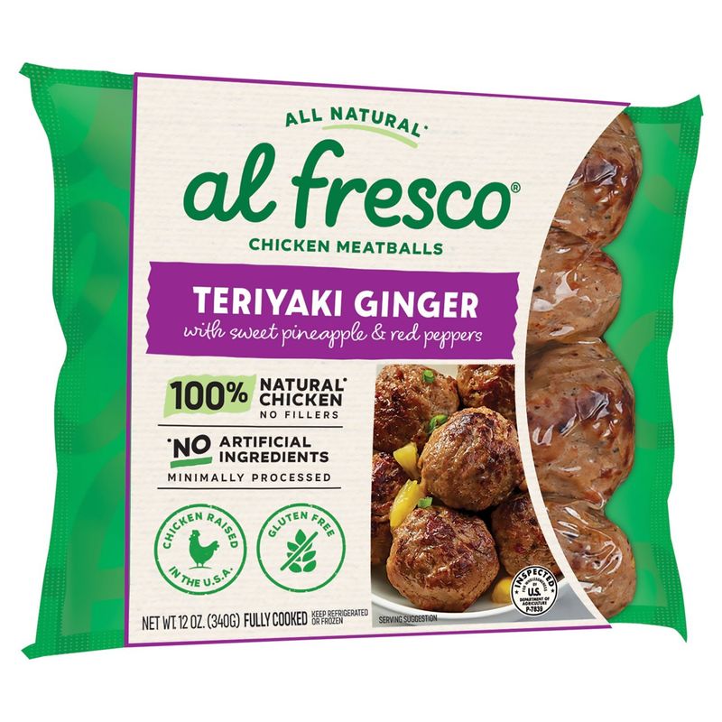 Al Fresco Teriyaki Ginger with Sweet Pineapple &amp; Red Peppers Chicken Meatballs, 12 oz
