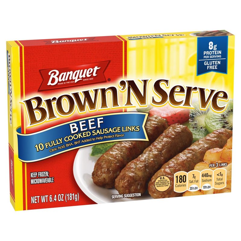 Banquet Brown ‘N Serve Beef Fully Cooked Sausage Links, 10 count, 6.4 oz