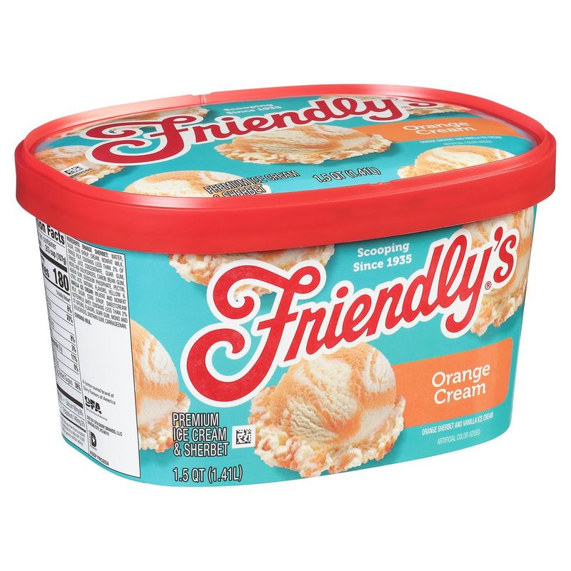 Friendly's Orange Cream Premium Ice Cream &amp; Sherbet, 1.5 qt