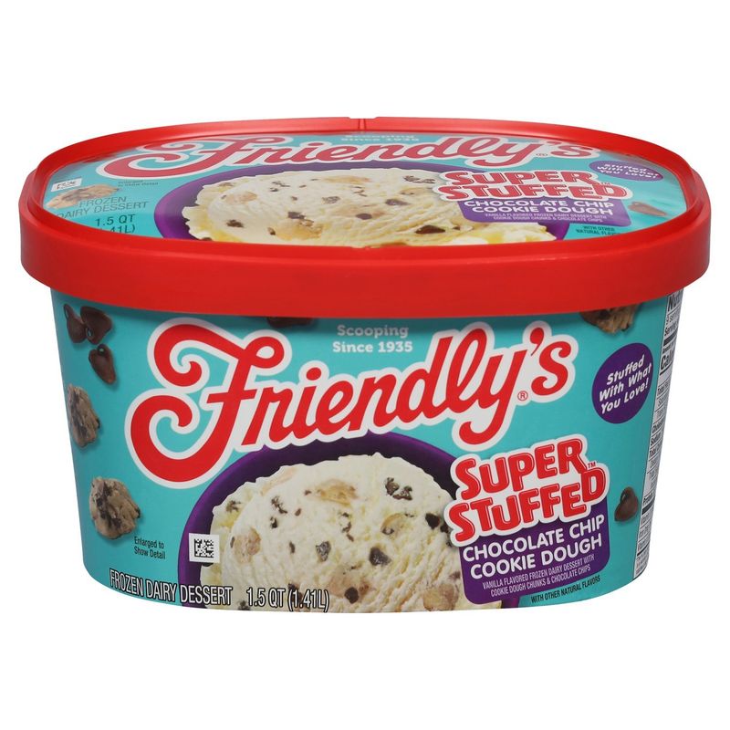Friendly's Super Stuffed Chocolate Chip Cookie Dough Frozen Dairy Dessert, 1.5 qt