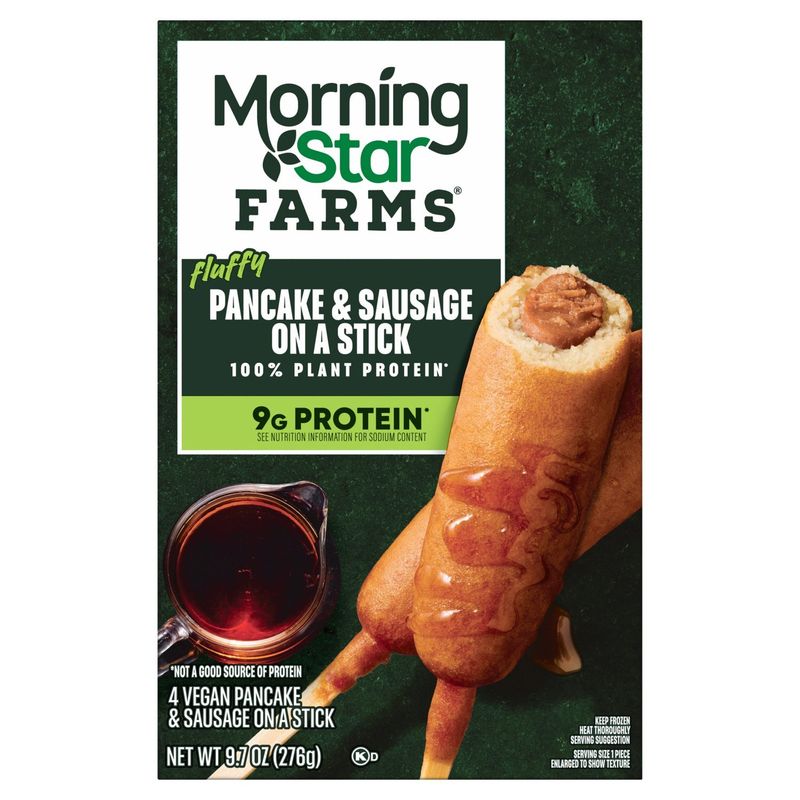 MorningStar Farms Fluffy Vegan Pancake &amp; Sausage on a Stick, 4 count, 9.7 oz