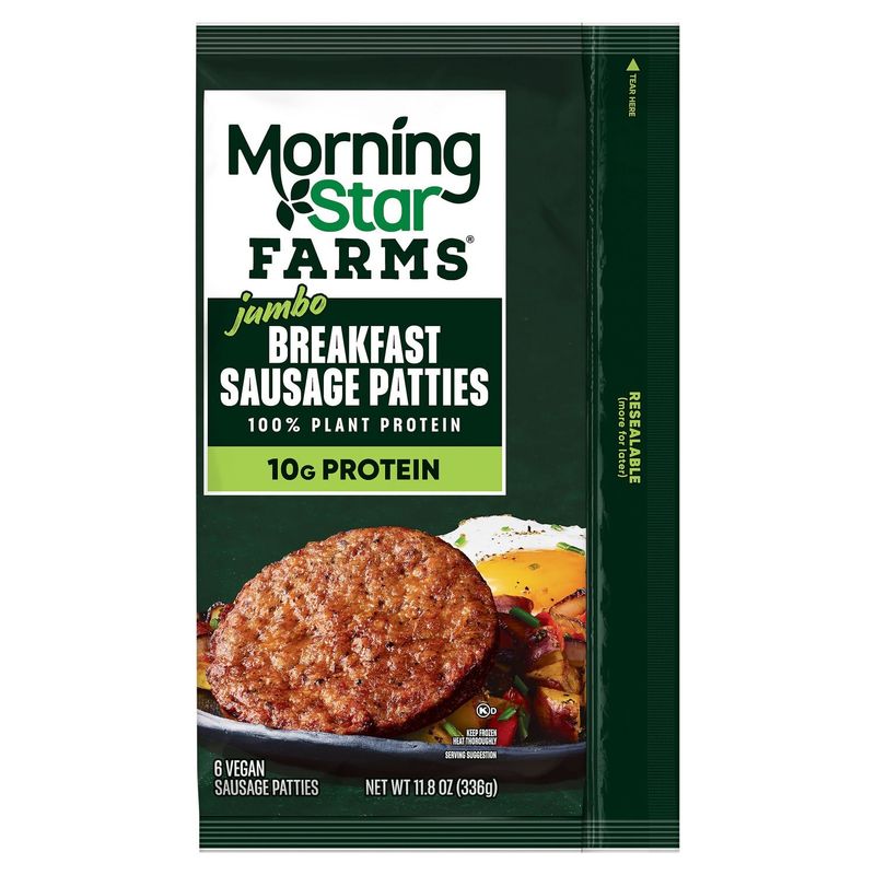 MorningStar Farms Jumbo Breakfast Sausage Patties, 6 count, 11.8 oz