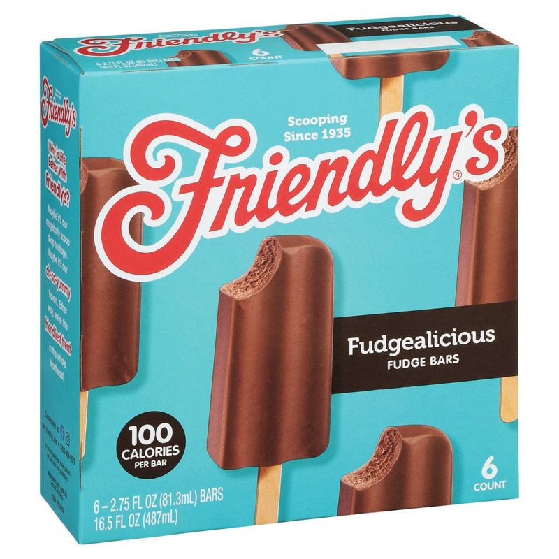 Friendly's Fudgealicious Fudge Bars, 2.75 fl oz, 6 count