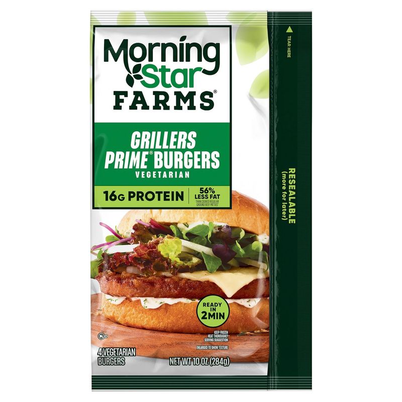 MorningStar Farms Grillers Prime Vegetarian Burgers, 4 count, 10 oz