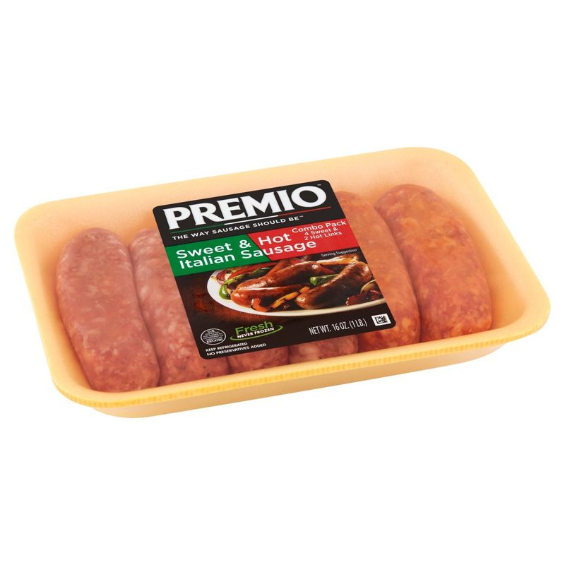 Premio Sweet &amp; Hot Italian Sausage Combo Pack, 6 count, 16 oz