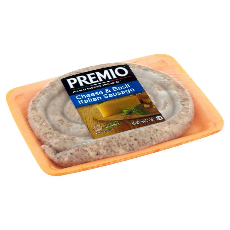 Premio Cheese &amp; Basil Italian Sausage, 16 oz