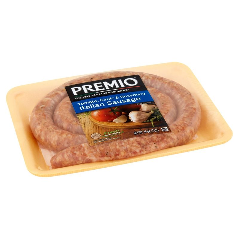 Premio Tomato, Garlic &amp; Rosemary Italian Sausage, 16 oz