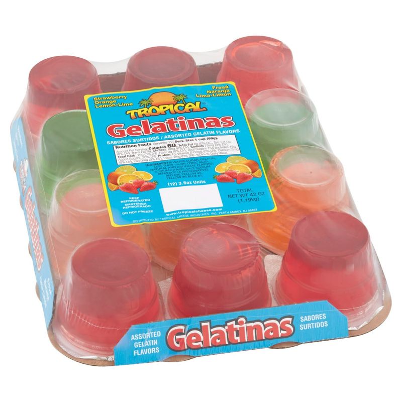 Tropical Assorted Gelatin Flavors, 3.5 oz, 12 count