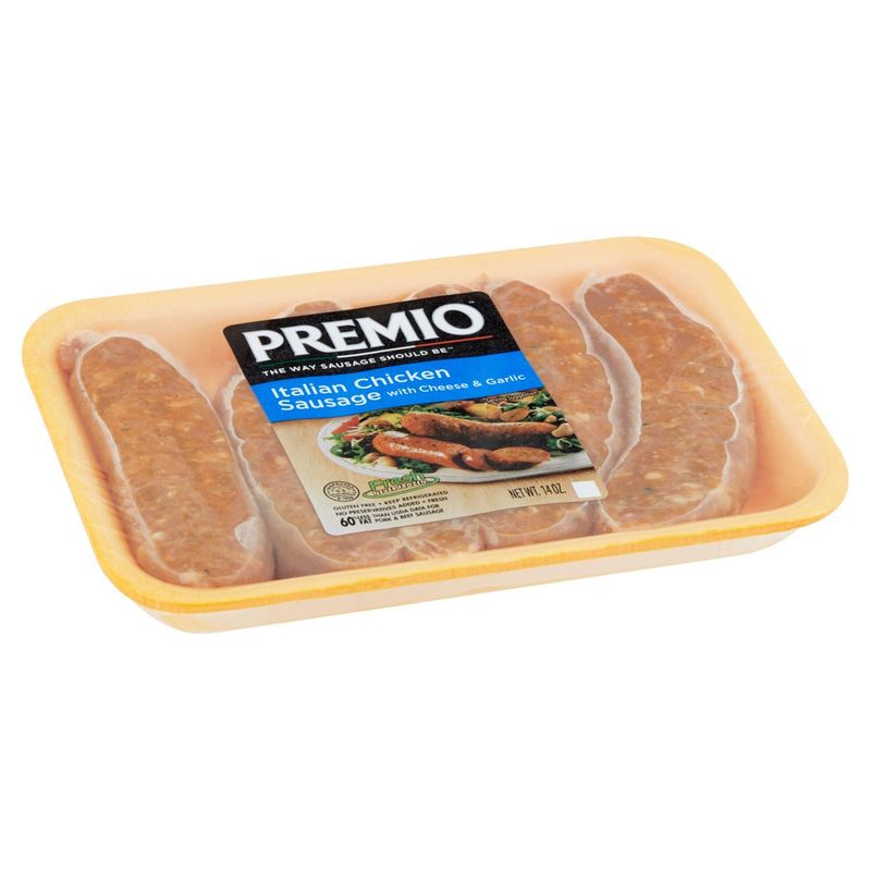 Premio Italian Chicken Sausage with Cheese &amp; Garlic, 5 count, 14 oz